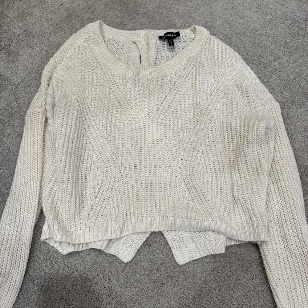 Express Women's Woven Cream Sweater Size XS